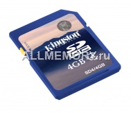 Карта памяти 4GB Secure Digital Card, High Capacity (SDHC) Class 4, Kingston