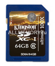 Карта памяти 64 GB Secure Digital Extended Capacity Ultimate Card Class 6, Kingston